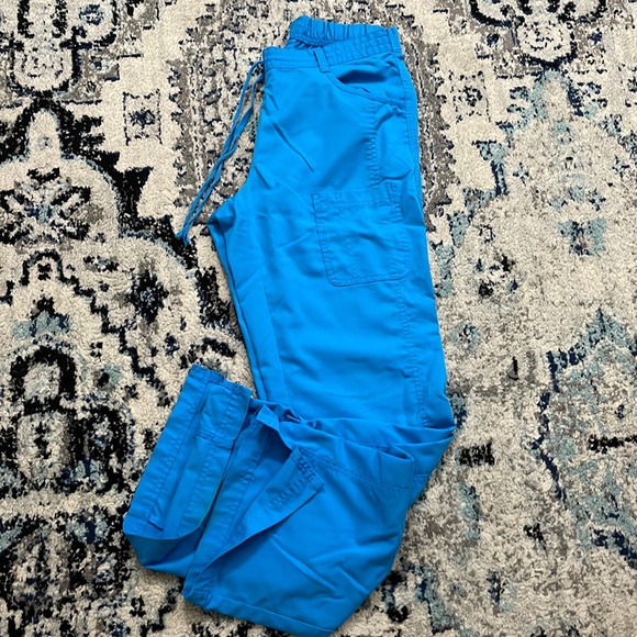 💰 3 for $25 🏷 Women NRG by Barco Stretch Turquoise Blue Scrub Pants sz Small - Picture 11 of 16
